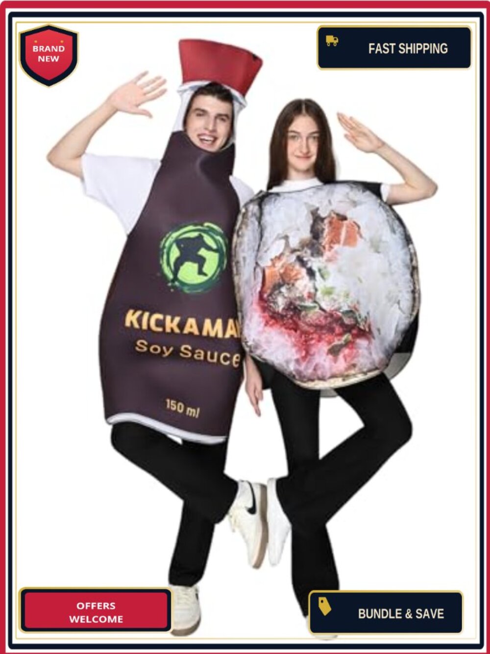 Unisex Adult Sushi Roll Soy Sauce 2 Pc Tunic Costume Halloween Couples One Size